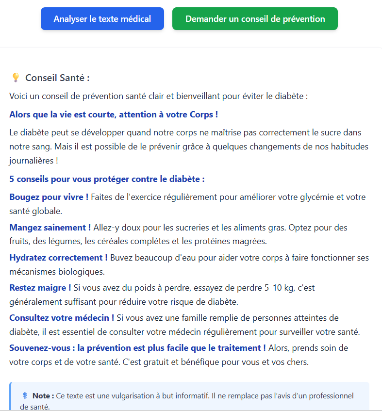 Texte informatif : “Ce texte est une vulgarisation à but éducatif” MedInfo Assist application web spécialement pour le Forum Santé pour Tous – IA & données de santé (2025)